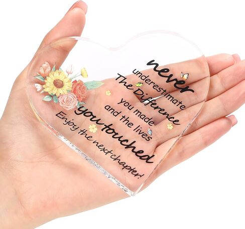 Appreciation Acrylic Heart Plaque,Heart Shape Acrylic for Office Desk Paperweight Decor,Leaving Gift for Coworkers Boss Retired， in Saudi Arabia