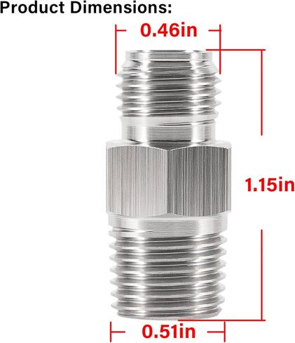 محول تركيب 1/4 بوصة NPT، 1/4 بوصة ذكر NPT إلى M12 x 1.25، متوافق مع قياس أنابيب الفولاذ المقاوم للصدأ M12X1.25 ذكر متري in Kuwait