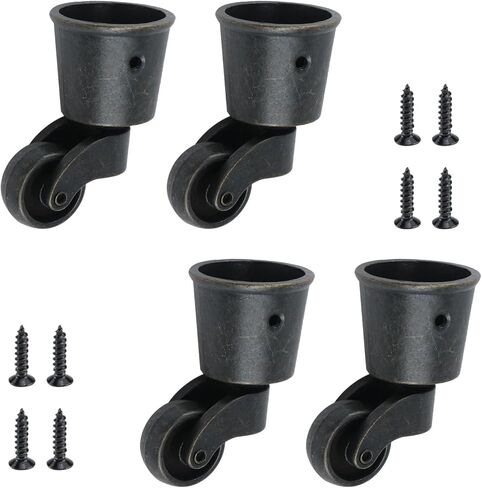 T Tulead Furniture Wheel 65mm/2.56" Height Zinc Alloy Round Cup Casters Bronze Furniture Casters Wheels Swivel Table Chair Cup Caster Pack of 4 with Screws in Saudi Arabia