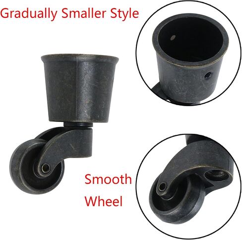 T Tulead Furniture Wheel 65mm/2.56" Height Zinc Alloy Round Cup Casters Bronze Furniture Casters Wheels Swivel Table Chair Cup Caster Pack of 4 with Screws in Saudi Arabia