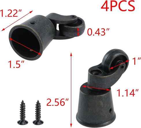 T Tulead Furniture Wheel 65mm/2.56" Height Zinc Alloy Round Cup Casters Bronze Furniture Casters Wheels Swivel Table Chair Cup Caster Pack of 4 with Screws in Saudi Arabia