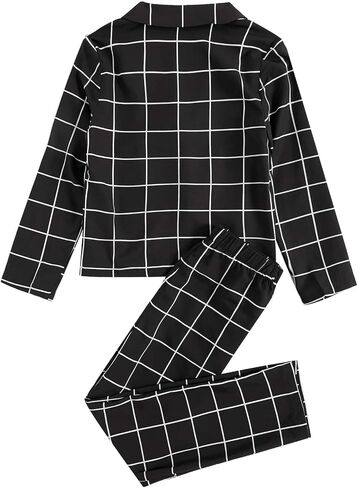 Milumia Girl's 2 Piece Outfits Plaid Open Front Long Sleeve Blazer Jacket and Pants Set in Saudi Arabia