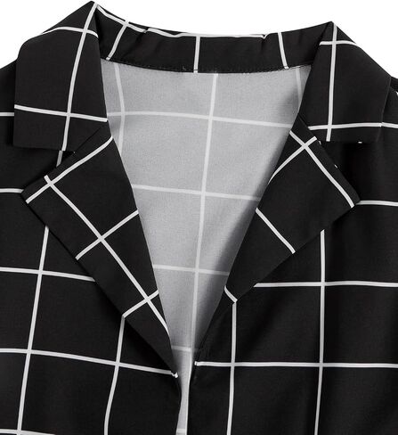 Milumia Girl's 2 Piece Outfits Plaid Open Front Long Sleeve Blazer Jacket and Pants Set in Saudi Arabia