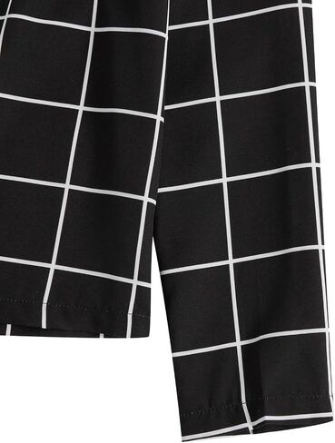 Milumia Girl's 2 Piece Outfits Plaid Open Front Long Sleeve Blazer Jacket and Pants Set in Saudi Arabia