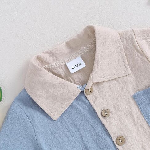 Toddler Baby Boy Summer Outfit Short Sleeve Contrast Color Shirt Top and Casual Shorts Set Cute Infant Clothes in Saudi Arabia
