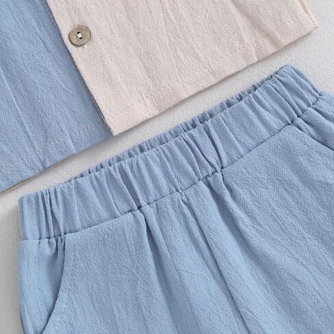 Toddler Baby Boy Summer Outfit Short Sleeve Contrast Color Shirt Top and Casual Shorts Set Cute Infant Clothes in Saudi Arabia