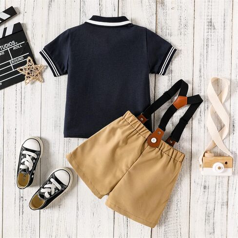 PATPAT Toddler Baby Boy Outfits Short Sleeve Gentleman Casual Suit Bowtie Plaid Sets in Saudi Arabia