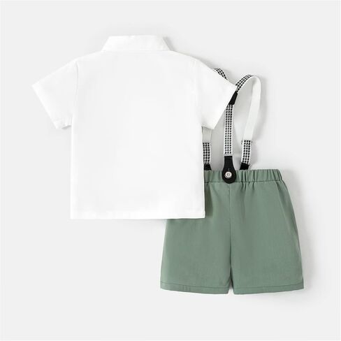 PATPAT Toddler Baby Boy Outfits Short Sleeve Gentleman Casual Suit Bowtie Plaid Sets in Saudi Arabia