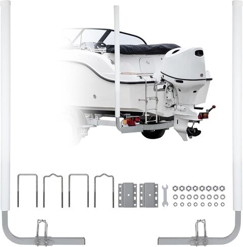 Towallmark 2PCS Boat Trailer Guide, 60" Adjustable Design Trailer Guide Poles, Rustproof Galvanized Steel Trailer Guide, Trailer Guides with PVC Pipes Without Light in Saudi Arabia