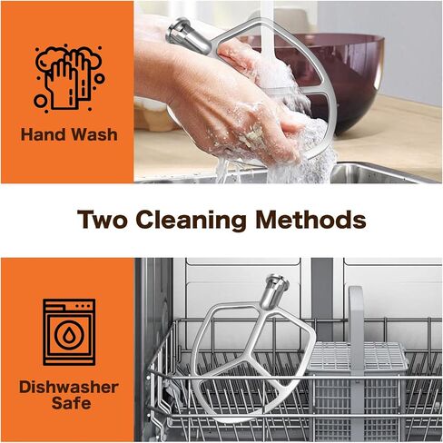 استبدال الخافق المسطح من الفولاذ المقاوم للصدأ لـ KitchenAid، ملحق خلاط برأس مائل 4.5-5QT، سهل التنظيف وشديد التحمل، مناسب لـ K45، KSM75، KSM95، KSM120، KSM150 in Saudi Arabia