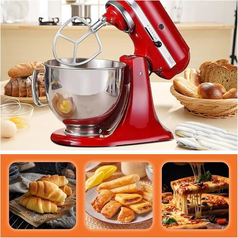 استبدال الخافق المسطح من الفولاذ المقاوم للصدأ لـ KitchenAid، ملحق خلاط برأس مائل 4.5-5QT، سهل التنظيف وشديد التحمل، مناسب لـ K45، KSM75، KSM95، KSM120، KSM150 in Saudi Arabia