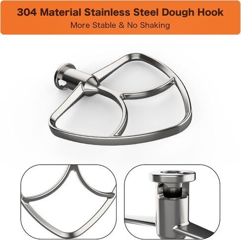 استبدال الخافق المسطح من الفولاذ المقاوم للصدأ لـ KitchenAid، ملحق خلاط برأس مائل 4.5-5QT، سهل التنظيف وشديد التحمل، مناسب لـ K45، KSM75، KSM95، KSM120، KSM150 in Saudi Arabia
