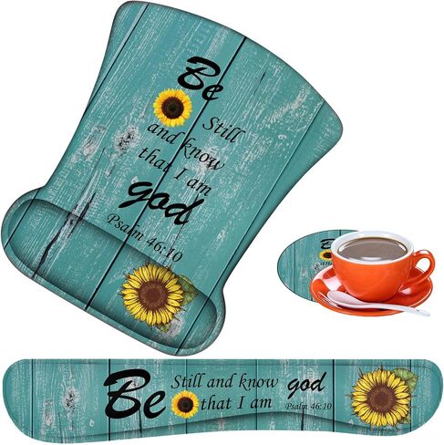 Ergonomic Mouse Pad, Mouse Wrist Rest Pad + Keyboard Wrist Rest Pad + Coaster, Made of Memory Foam, Easy to Use and Relieve Wrist Pain, Computer, Games, Office, Home - Leopard Print in Kuwait