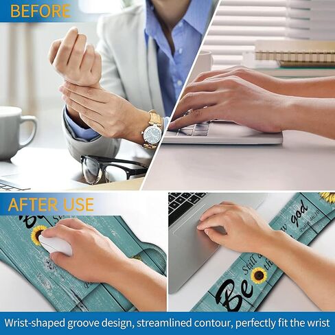 Ergonomic Mouse Pad, Mouse Wrist Rest Pad + Keyboard Wrist Rest Pad + Coaster, Made of Memory Foam, Easy to Use and Relieve Wrist Pain, Computer, Games, Office, Home - Leopard Print in Kuwait