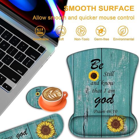 Ergonomic Mouse Pad, Mouse Wrist Rest Pad + Keyboard Wrist Rest Pad + Coaster, Made of Memory Foam, Easy to Use and Relieve Wrist Pain, Computer, Games, Office, Home - Leopard Print in Kuwait