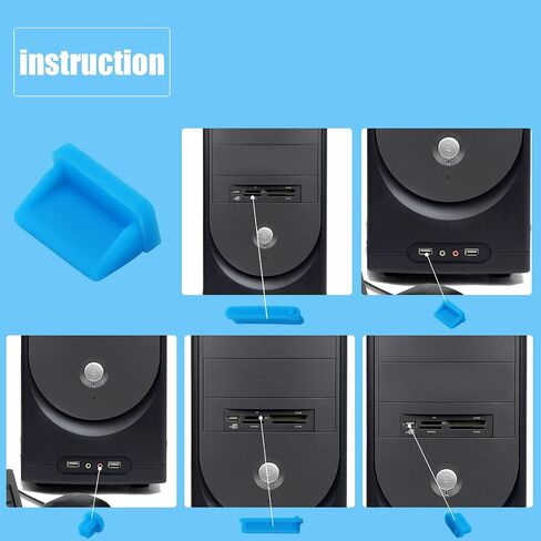 48pcs USB Port Plug Covers Set, Silicone USB Anti Dust Cap Protector Charging Port Cover Kit for Phones Computers Charging Interface Type-C SD HDML RJ45 VGA miniDP SUB Audio, Blue in Saudi Arabia