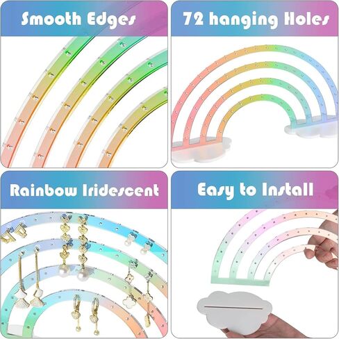 Acrylic Earring Stand Organizer, Exquisite Double-Sided Acrylic Earring Organizer Jewelry Rack Display, Iridescent Ear Studs Jewelry Show Rack Stand Organizer Holder (Iridescent) in Saudi Arabia