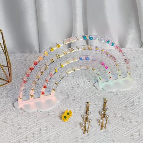 Acrylic Earring Stand Organizer, Exquisite Double-Sided Acrylic Earring Organizer Jewelry Rack Display, Iridescent Ear Studs Jewelry Show Rack Stand Organizer Holder (Iridescent) in Saudi Arabia