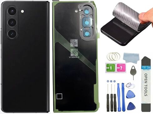 Z Fold 5 Back Glass Replacement for Samsung Galaxy Z Fold 5 Back Cover Glass with Pre-Installed Tape and Camera Lens +Rear Protective Film +Tools (Black) in Saudi Arabia