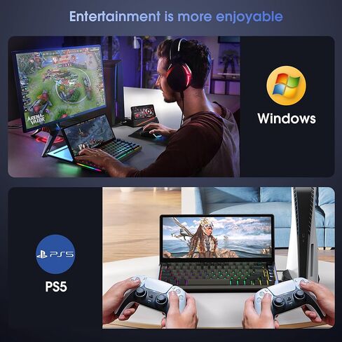 شاشة Kwumsy المحمولة، لوحة مفاتيح ميكانيكية متعددة الوظائف مع شاشة لمس 12.6 بوصة مدمجة، توسيع USB مدمج 71 مفتاح RGB LED بإضاءة خلفية N-Key لنظام التشغيل Windows Mac Android (K2) in Kuwait