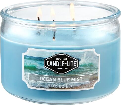 Candle-lite Premium Azure Coast Scent, 14 oz. 3-Wick Aromatherapy Candle with up to 45 Hours of Burn Time, Blue in Saudi Arabia