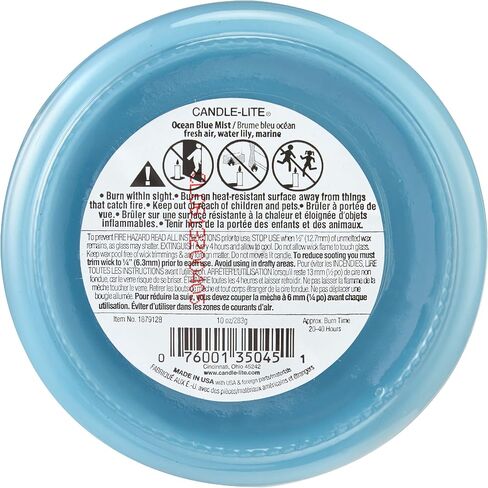 Candle-lite Premium Azure Coast Scent, 14 oz. 3-Wick Aromatherapy Candle with up to 45 Hours of Burn Time, Blue in Saudi Arabia