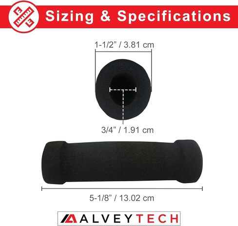 مقابض مقود إسفنجية سوداء من AlveyTech - من أجل Shoprider Echo (SL73)، سكوتر Echo القابل للطي، Hero، سكوتر كهربائي Scootie، كرسي متحرك، مجموعة قبضة اليد للدراجات الإلكترونية، دراجة ترابية صغيرة، تناسب أي شريط مقبض مقاس 7/8 بوصة in Saudi Arabia
