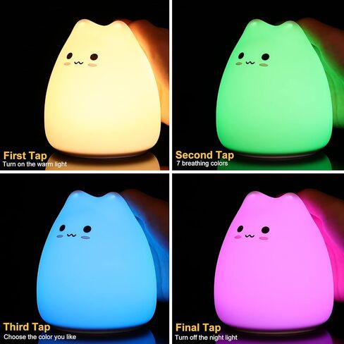 Tremdwoto Cat Night Light for Kids, Silicone Nightlight Lamp, 7 Color Changing Nursery Night Light for Kids Bedroom, Super Gift for Boys Girls Toddler Children in Saudi Arabia