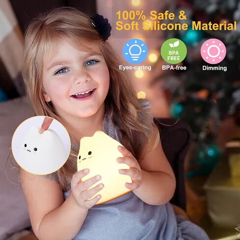 Tremdwoto Cat Night Light for Kids, Silicone Nightlight Lamp, 7 Color Changing Nursery Night Light for Kids Bedroom, Super Gift for Boys Girls Toddler Children in Saudi Arabia