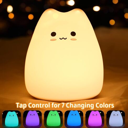 Tremdwoto Cat Night Light for Kids, Silicone Nightlight Lamp, 7 Color Changing Nursery Night Light for Kids Bedroom, Super Gift for Boys Girls Toddler Children in Saudi Arabia