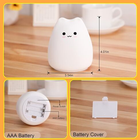 Tremdwoto Cat Night Light for Kids, Silicone Nightlight Lamp, 7 Color Changing Nursery Night Light for Kids Bedroom, Super Gift for Boys Girls Toddler Children in Saudi Arabia