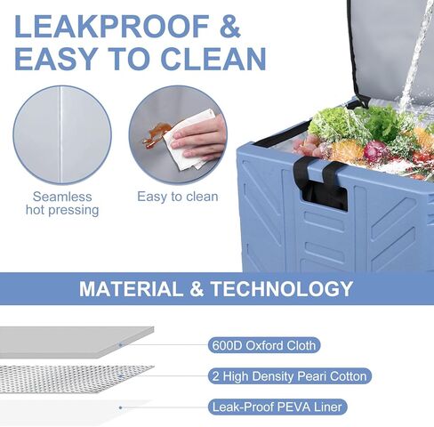 حقيبة تبريد بعجلات، مبرد كبير معزول وقابل للطي ومضاد للتسرب وحزم ثلج محمولة ذات إطار صلب للتخييم والنزهات والسفر على الشاطئ in Kuwait