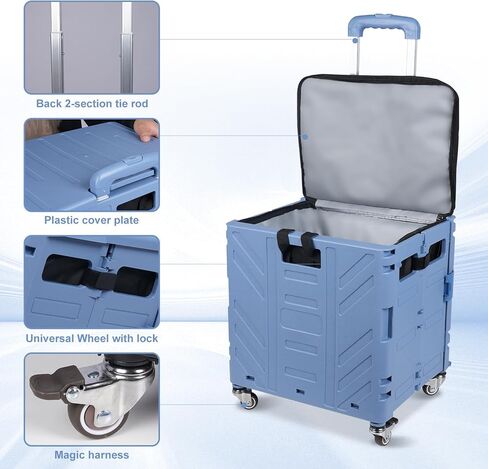 حقيبة تبريد بعجلات، مبرد كبير معزول وقابل للطي ومضاد للتسرب وحزم ثلج محمولة ذات إطار صلب للتخييم والنزهات والسفر على الشاطئ in Kuwait