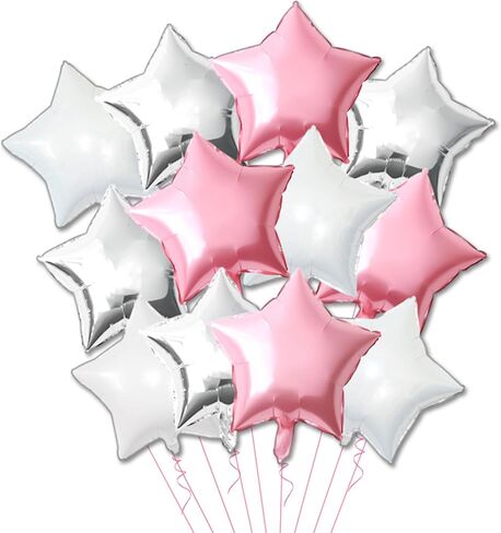 12PCS Bule Black Silver Star Balloons, 18 Inch Star Balloons Foil Mylar Star Balloons for Bule Black Silver Star Birthday Graduation Wedding Party Decorations in Saudi Arabia