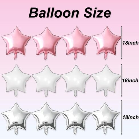 12PCS Bule Black Silver Star Balloons, 18 Inch Star Balloons Foil Mylar Star Balloons for Bule Black Silver Star Birthday Graduation Wedding Party Decorations in Saudi Arabia