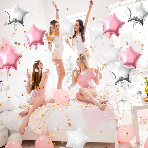 12PCS Bule Black Silver Star Balloons, 18 Inch Star Balloons Foil Mylar Star Balloons for Bule Black Silver Star Birthday Graduation Wedding Party Decorations in Saudi Arabia