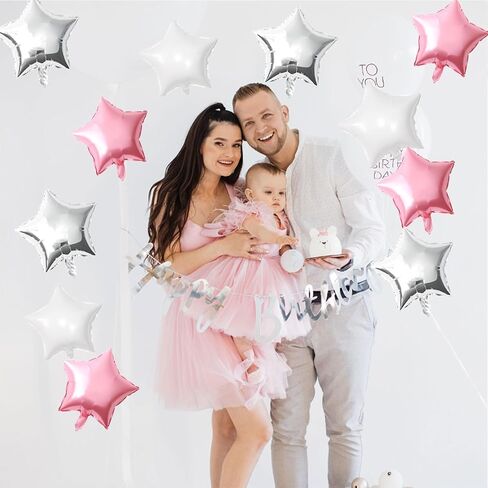 12PCS Bule Black Silver Star Balloons, 18 Inch Star Balloons Foil Mylar Star Balloons for Bule Black Silver Star Birthday Graduation Wedding Party Decorations in Saudi Arabia