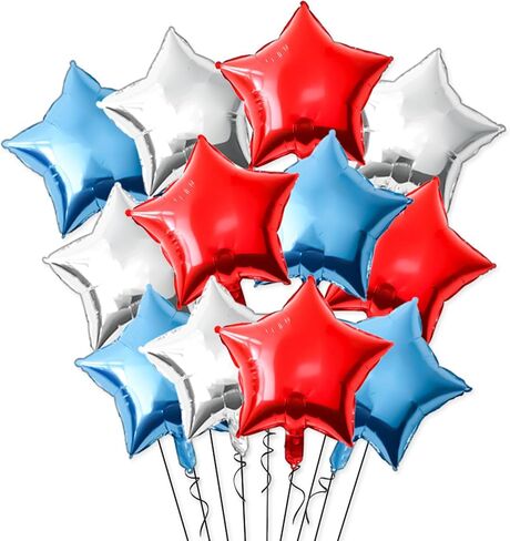 12PCS Bule Black Silver Star Balloons, 18 Inch Star Balloons Foil Mylar Star Balloons for Bule Black Silver Star Birthday Graduation Wedding Party Decorations in Saudi Arabia