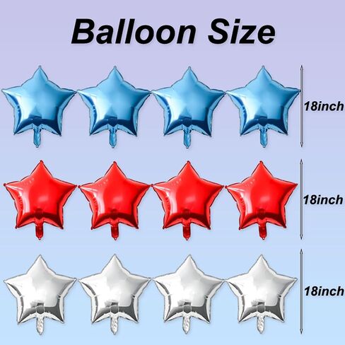 12PCS Bule Black Silver Star Balloons, 18 Inch Star Balloons Foil Mylar Star Balloons for Bule Black Silver Star Birthday Graduation Wedding Party Decorations in Saudi Arabia