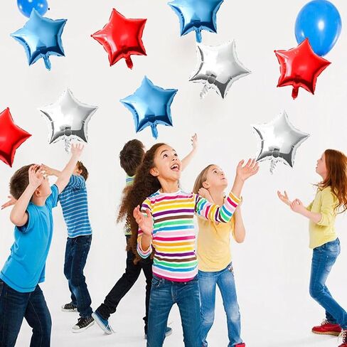 12PCS Bule Black Silver Star Balloons, 18 Inch Star Balloons Foil Mylar Star Balloons for Bule Black Silver Star Birthday Graduation Wedding Party Decorations in Saudi Arabia