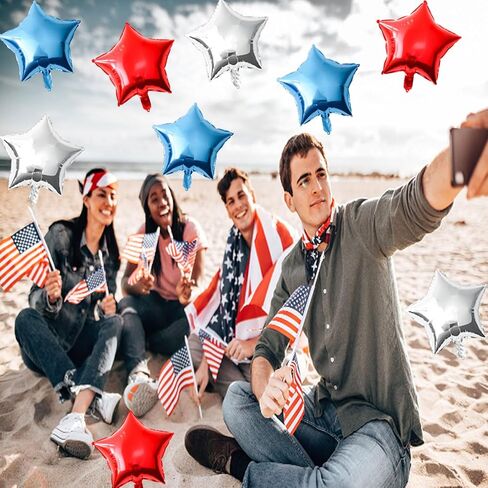 12PCS Bule Black Silver Star Balloons, 18 Inch Star Balloons Foil Mylar Star Balloons for Bule Black Silver Star Birthday Graduation Wedding Party Decorations in Saudi Arabia