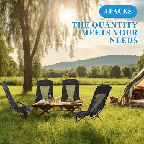 4 Pack Beach Chair for Adult High Back Low Beach Chair Bulk Portable Folding Camping Chairs Lightweight Sand Chairs with Cup Holder Carry Bag for Outdoor Camping Beach Sand Concert in Saudi Arabia