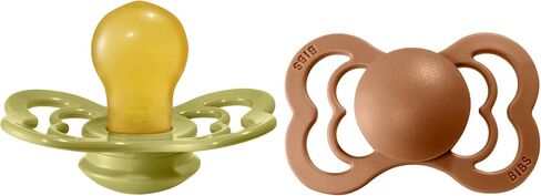 BIBS Supreme Baby Pacifier 2-Pack | Made in Denmark | BPA Free Dummy Soother, Symmetrical Nipple. Natural Rubber Latex, Size 2 (6-18 Months), Meadow/Earth in Saudi Arabia