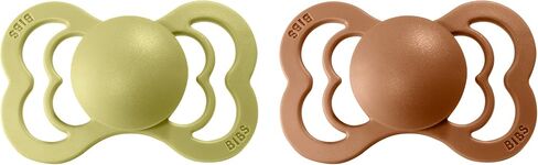 BIBS Supreme Baby Pacifier 2-Pack | Made in Denmark | BPA Free Dummy Soother, Symmetrical Nipple. Natural Rubber Latex, Size 2 (6-18 Months), Meadow/Earth in Saudi Arabia