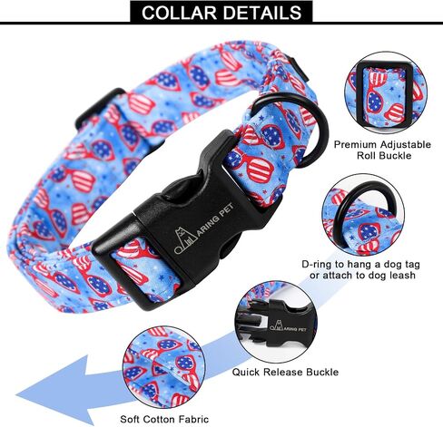 ARING PET الصيف الكلب الياقات القطن خفيفة الوزن الكلب الياقات، قابل للتعديل طوق الحيوانات الأليفة جرو الياقات مع مشبك الإفراج السريع للكلاب الصغيرة والمتوسطة والكبيرة in Kuwait