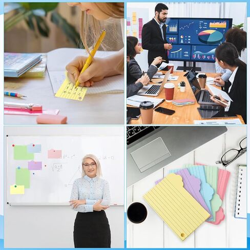 بطاقات فهرسة ملونة مقاس 3 × 5 بوصات، بطاقات فلاش مع حلقات وعلامات ملونة، بطاقات فهرسة مبطنة، بطاقات ملاحظات مسطرة، دفتر مذكرات، بطاقات فلاش فارغة لدراسة اللوازم المكتبية (125 قطعة) in Kuwait