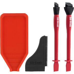 Sili Complete Silicone Glue Kit Wood Glue Up 4Piece Kit 2 Pack of Silicone Brushes 1 Tray 1 Comb Woodworking Glue Spreader Applicator Set