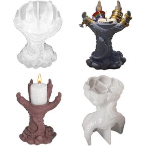 3D Dragon Claw Silicone Mold, Resin Clay Candlestick Casting Mould,DIY Claw Shape Candle Holder Crafts for Halloween Party Decoration
