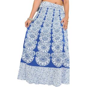 تنورة طويلة ملفوفة بطبعات كتلية بألوان الباستيل - قطن خالص in Kuwait