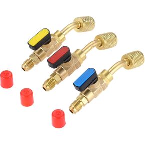 Air Conditioning Refrigerant Ball Valve 1/4’’ SAE, R410A R134A R12 R22 HVAC Ball Valve, Low Loss Fittings HVAC for R410A R134A R12 R22 R502 Charging Hoses Air Conditioning Tools